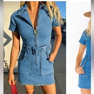 Show Me Your Mumu denim mini dress - worn twice! Belt included